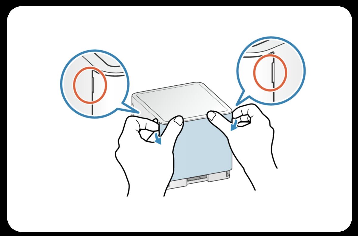 Removing the printer's back cover by pressing clips on each side